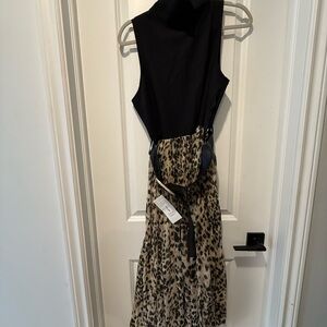 Uniqlo Black Bodice Leopard-Print Maxi Dress